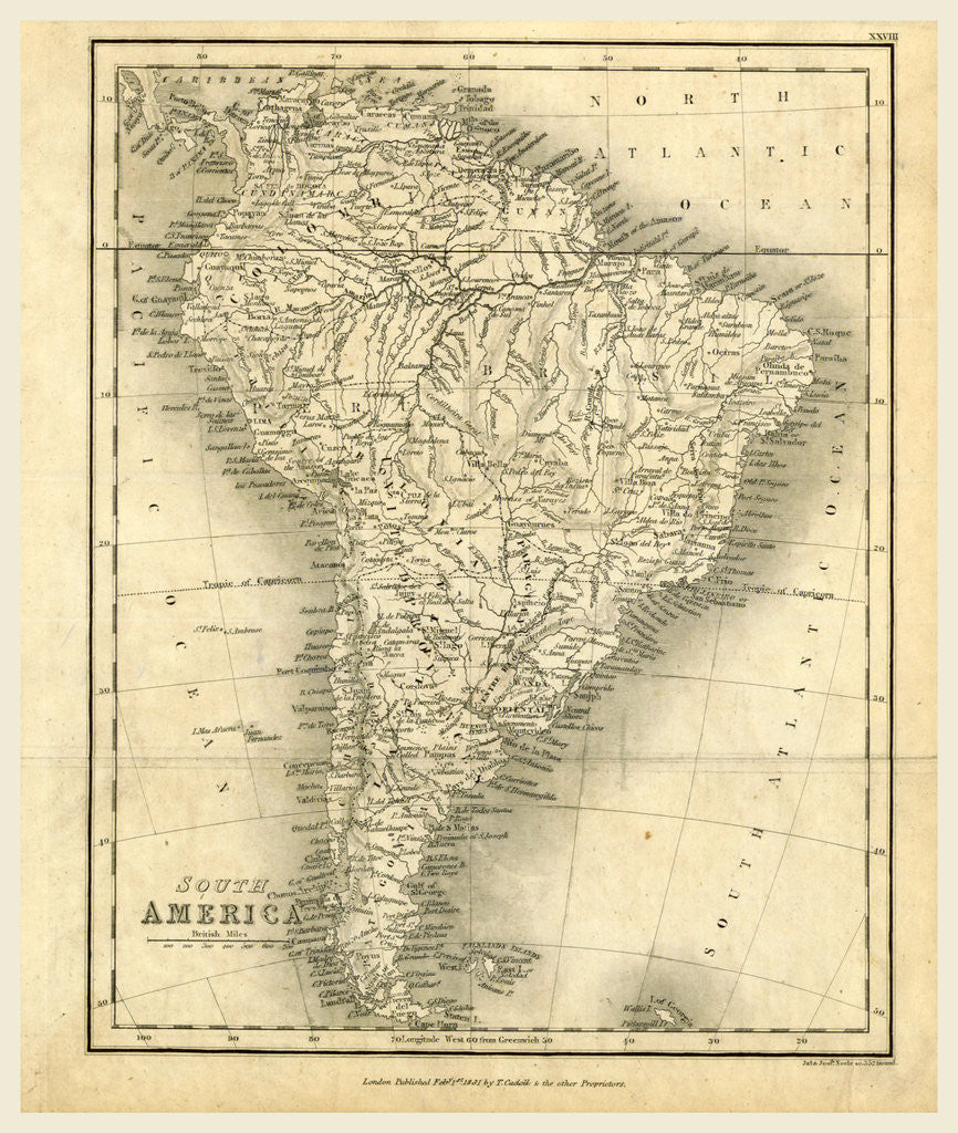 Detail of Map South Ameica by Anonymous