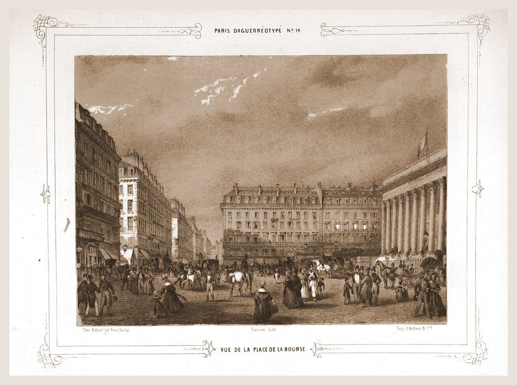 Detail of View from Place de la Bourse, Paris and surroundings by M. C. Philipon