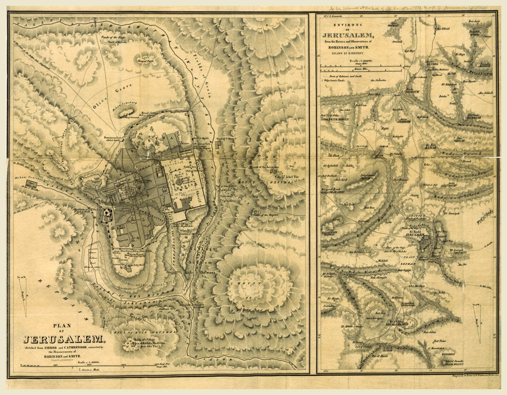 Detail of Map of Jerusalem, Biblical Researches in Palestine, Mount Sinai, and Arabia Petra by Anonymous