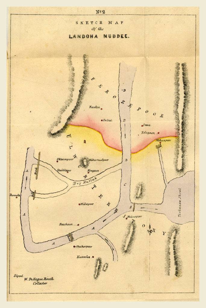 Detail of Map Landoha Nuddee, of 1833 by Anonymous