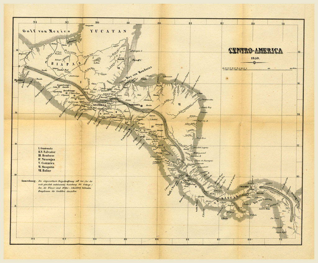 Detail of Map Centro America by Anonymous