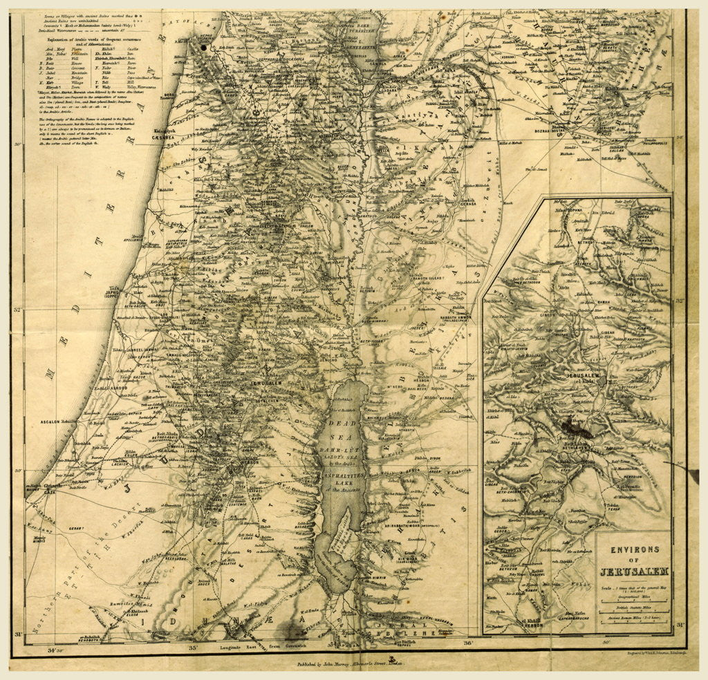 Detail of Map of Jerusalem, Biblical Researches in Palestine, Mount Sinai, and Arabia by Anonymous