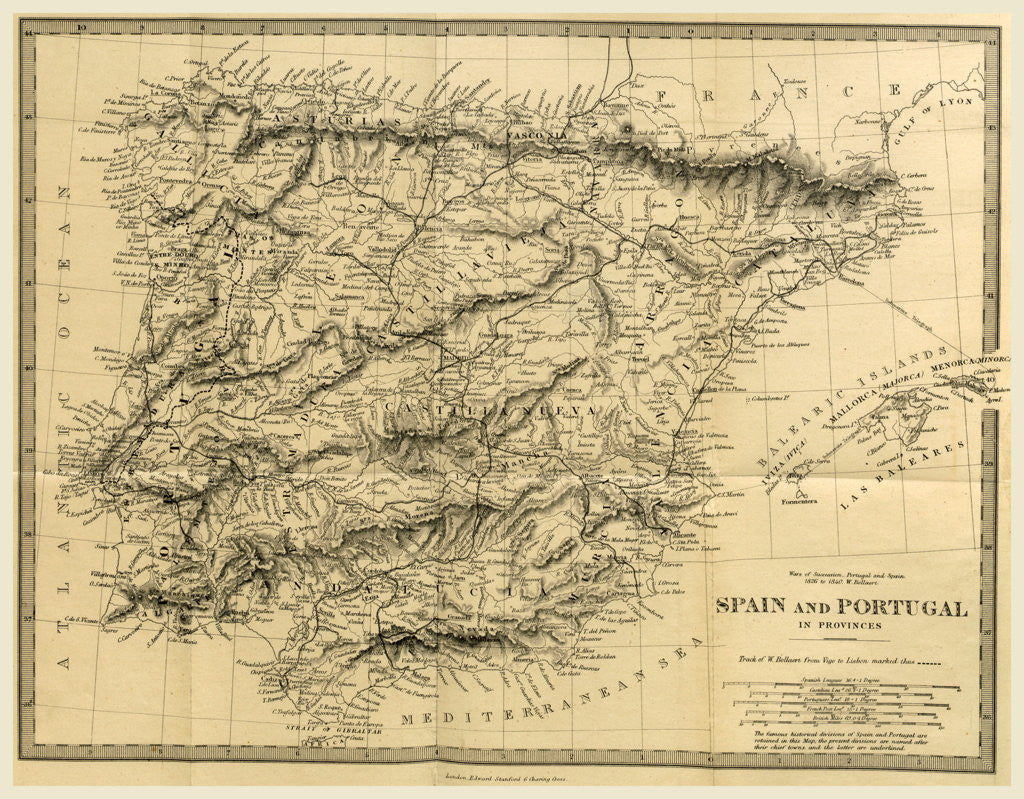 Detail of Map Spain and Portugal, The Wars of Succession of Portugal and Spain from 1826 to 1840 by Anonymous