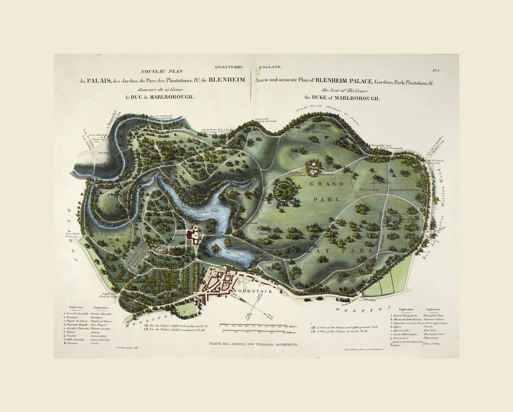 Detail of A new and accurate plan of Blenheim Palace, UK by Anonymous