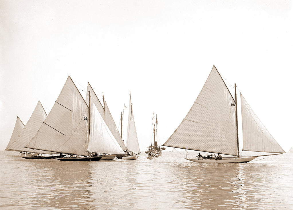 Detail of Start, twenty-one footers, Regattas, 1892 by Anonymous