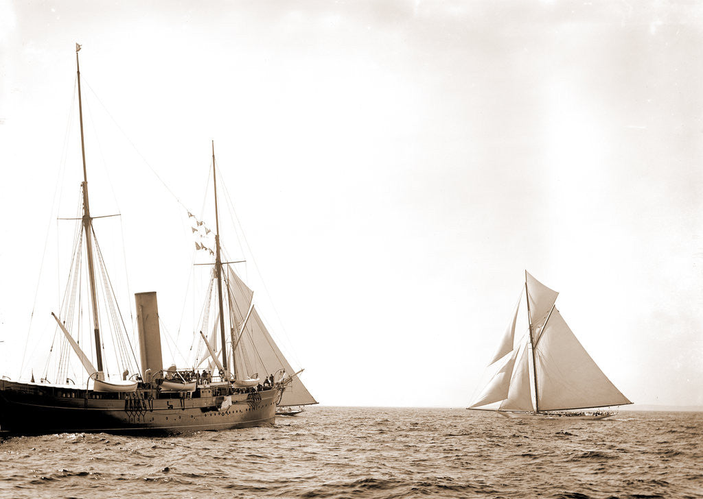 Detail of After the start, America's Cup races, Regattas, 1893 by Anonymous