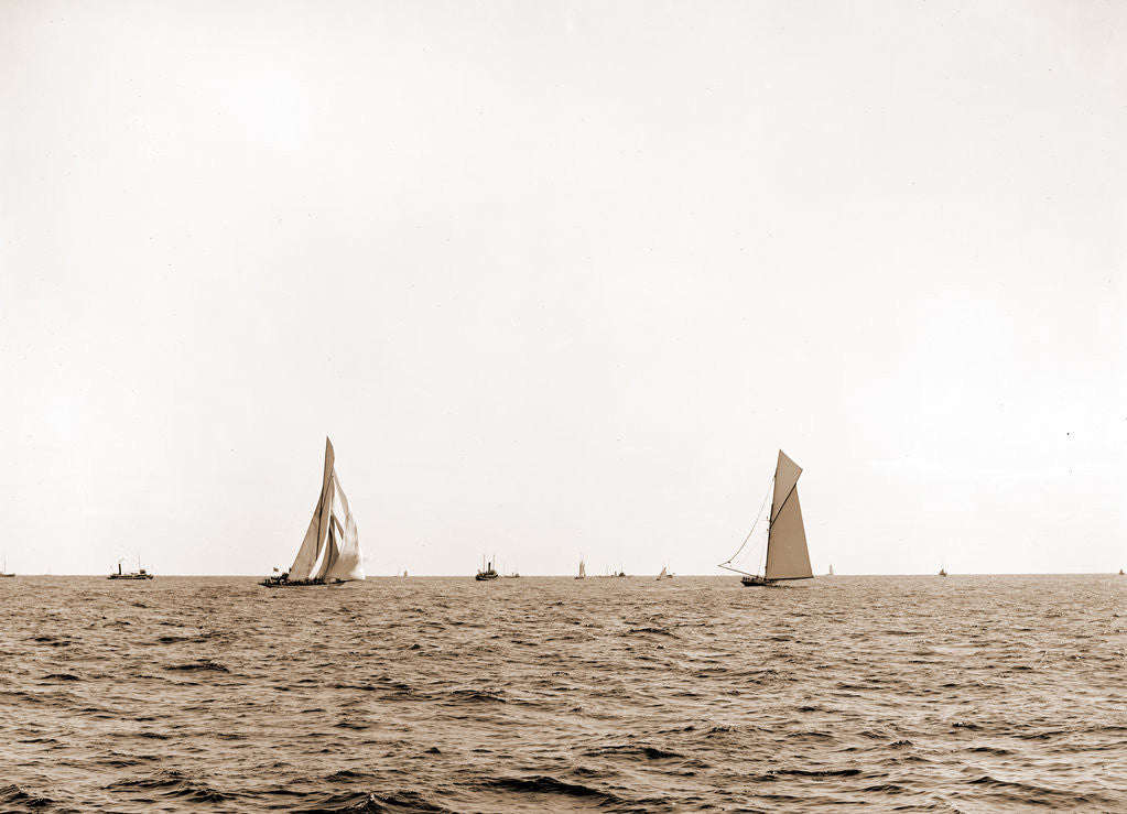 Detail of Columbia and Shamrock after the start by Anonymous