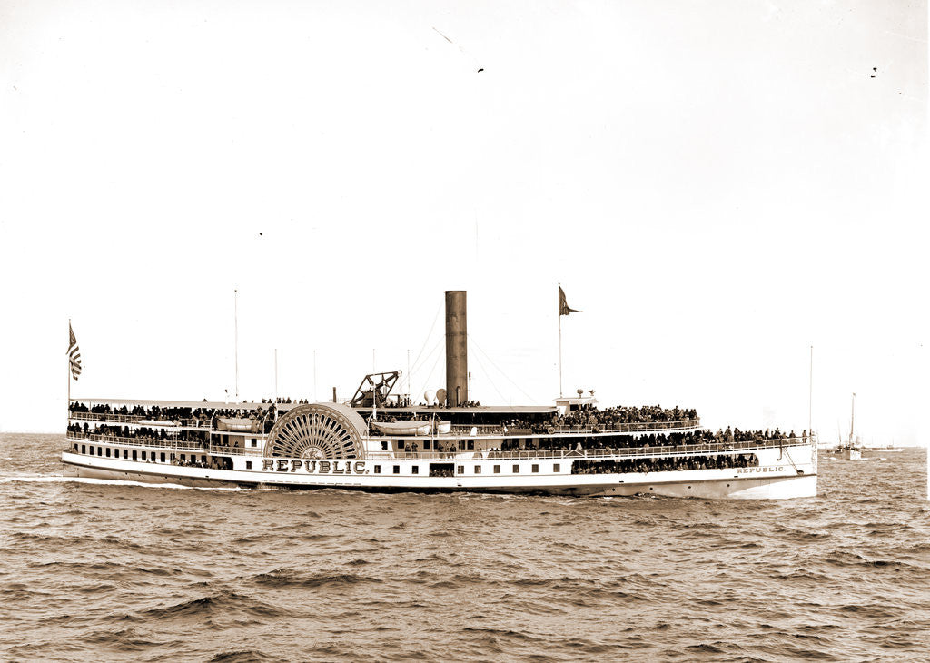Detail of N.Y.Y.C. steamer Republic, New York Yacht Club, Grand Republic (Side wheeler), 1899 by Anonymous