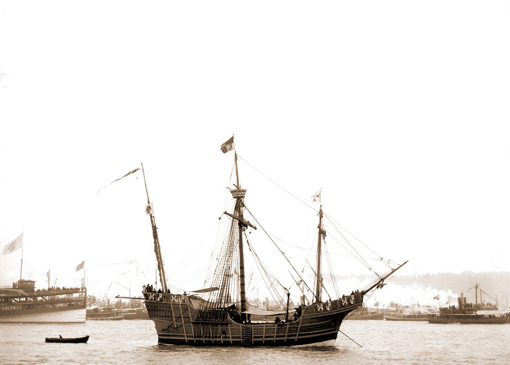 Detail of Spanish caravel Santa Maria, Santa Maria (Sailing ship : Replica), 1892 by Anonymous