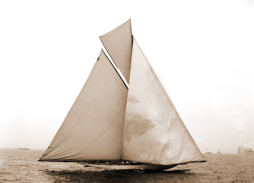 Detail of Columbia coming for the finish, Columbia (Sloop), 1899 by Anonymous