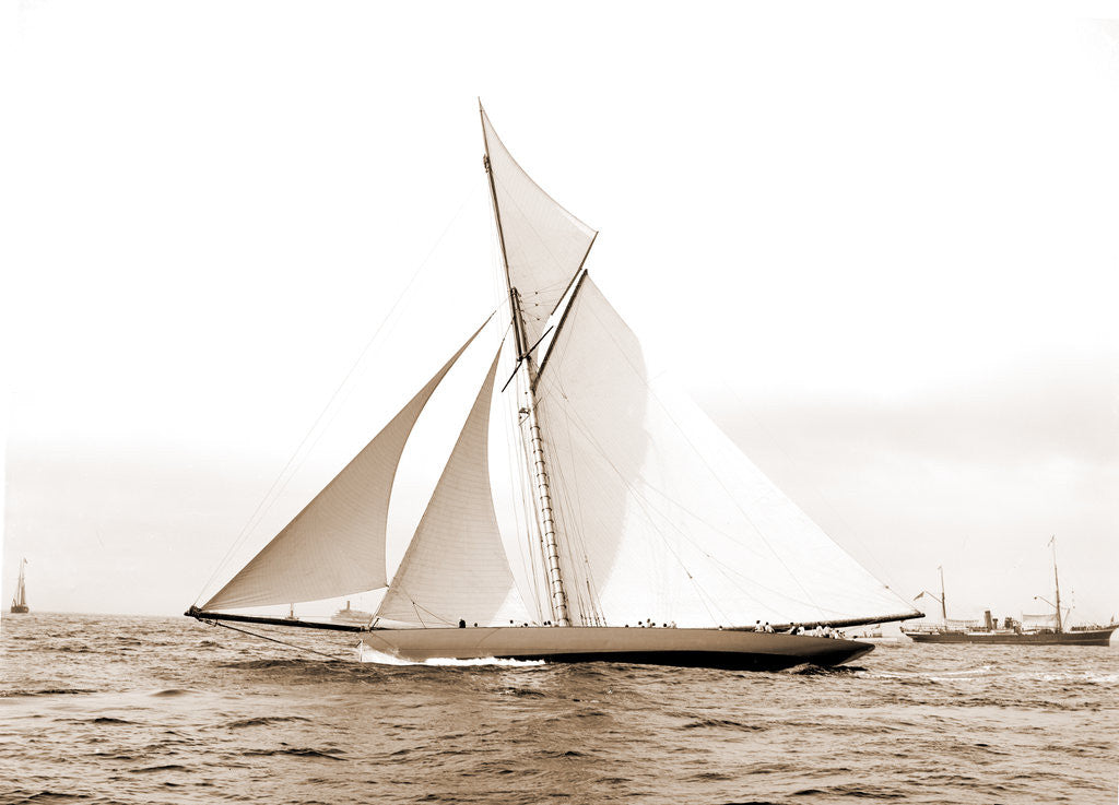 Detail of Shamrock I coming for the line, Shamrock I (Yacht) by Anonymous