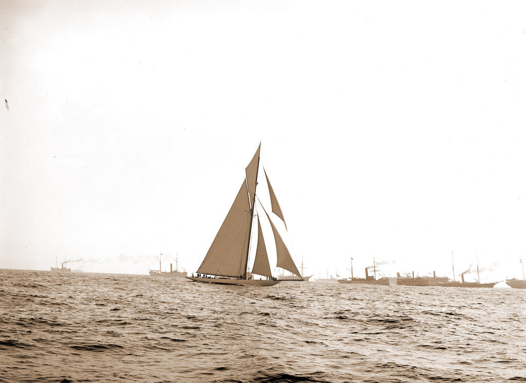 Detail of Columbia at the finish, Columbia (Sloop), 1899 by Anonymous