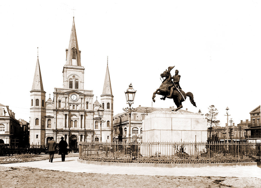 Detail of Jackson Square and St. Louis Cathedral, New Orleans by Anonymous