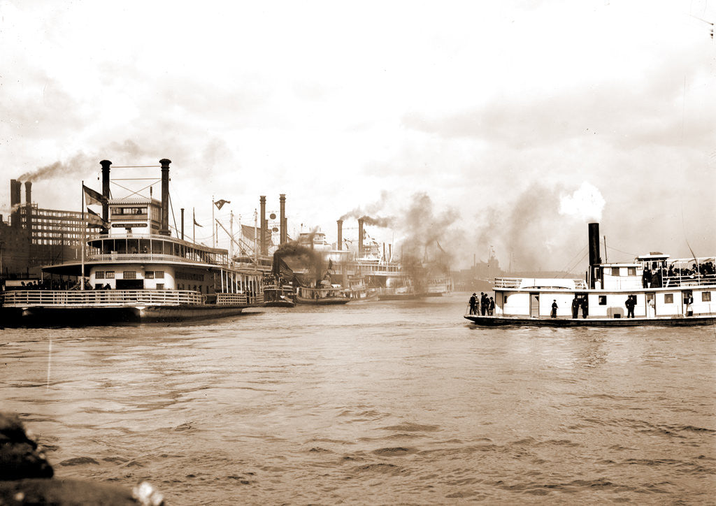 Detail of Steamboats along the levee, New Orleans by Anonymous