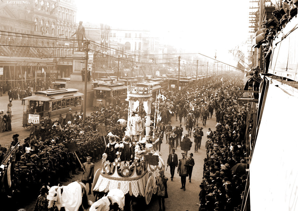 Detail of Mardi Gras procession on Canal St, New Orleans by Anonymous