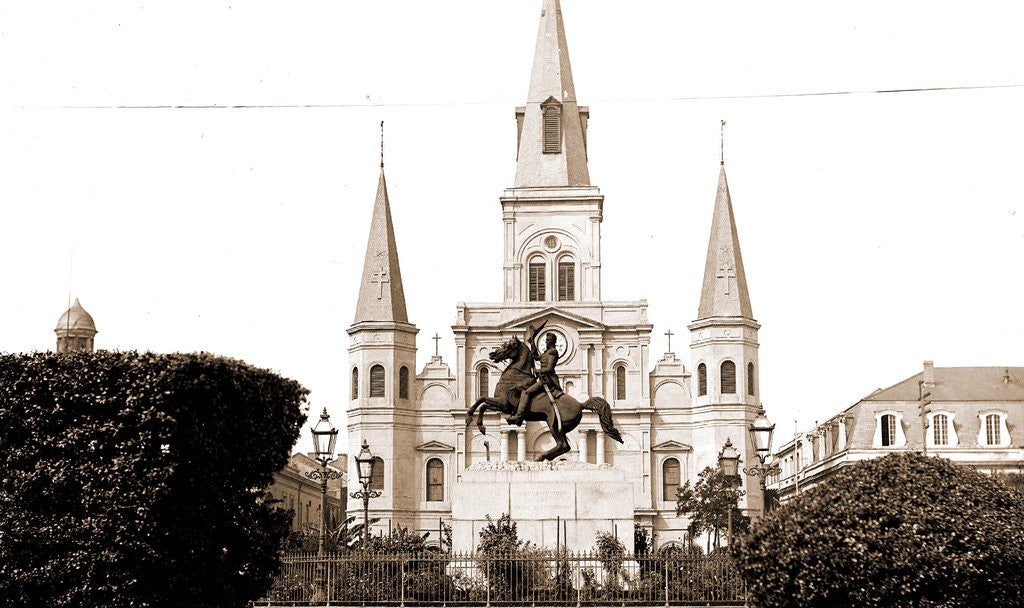 Detail of The Jackson Monument and St. Louis Cathedral, Jackson by Anonymous