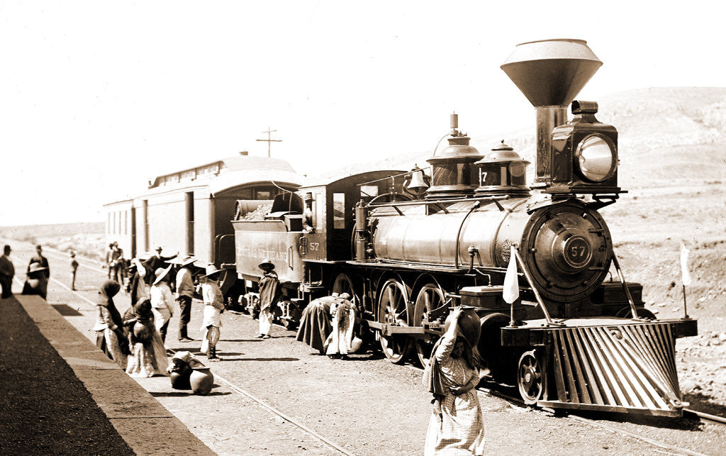 Detail of Mexican Central Railway train at station, Mexico by Anonymous