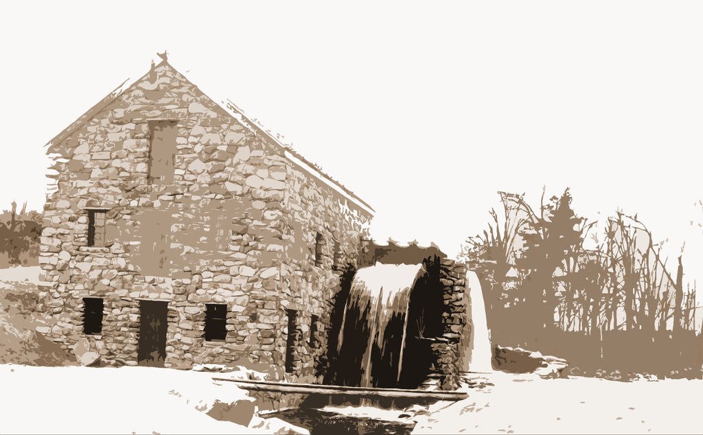 Detail of Old mill, waterwheel by Anonymous