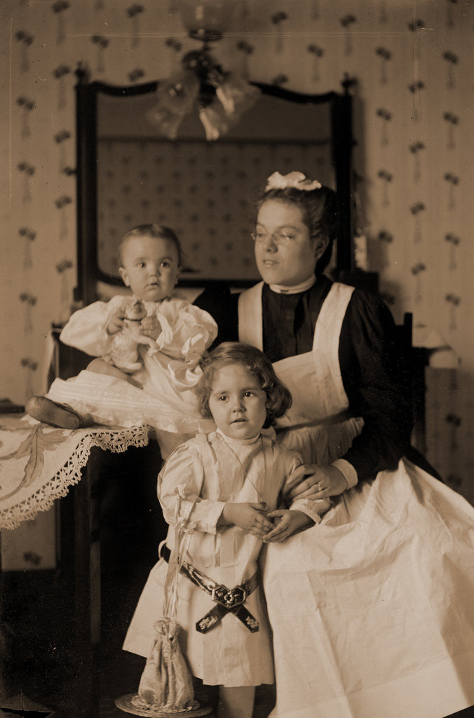 Detail of W.H. Jackson family, W.H. Jackson's grandchildren with nurse by Anonymous