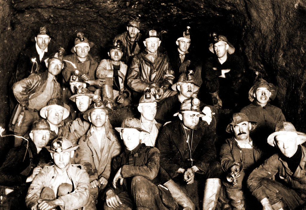 Detail of Group of miners underground, Miners by Anonymous