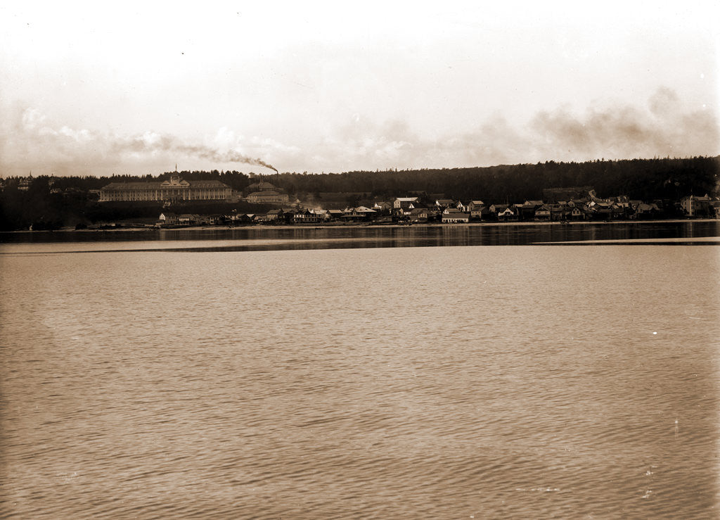 Detail of Grand Hotel and town of Mackinac Island, Mich by Anonymous