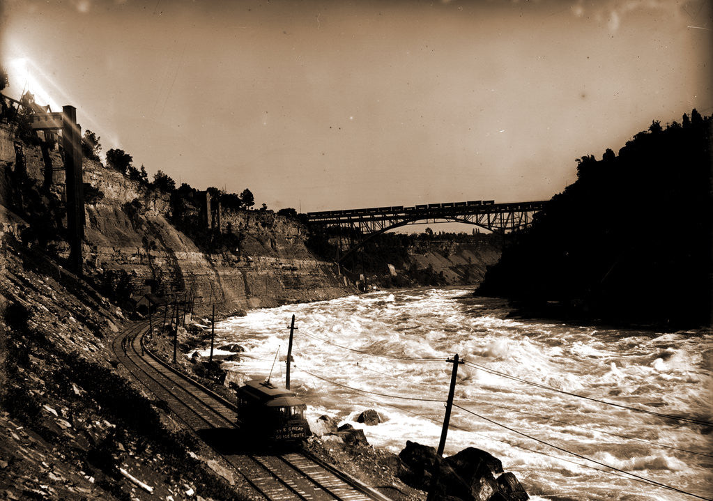 Detail of Niagara Gorge with Michigan Central Cantilever Bridge and Whirlpool Rapids Bridge, New York by Anonymous