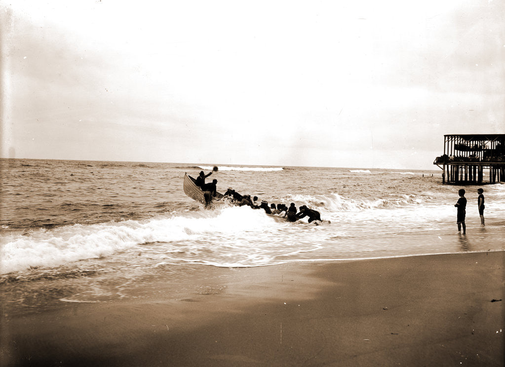 Detail of Embarking for fishing schooner, Beaches by Anonymous