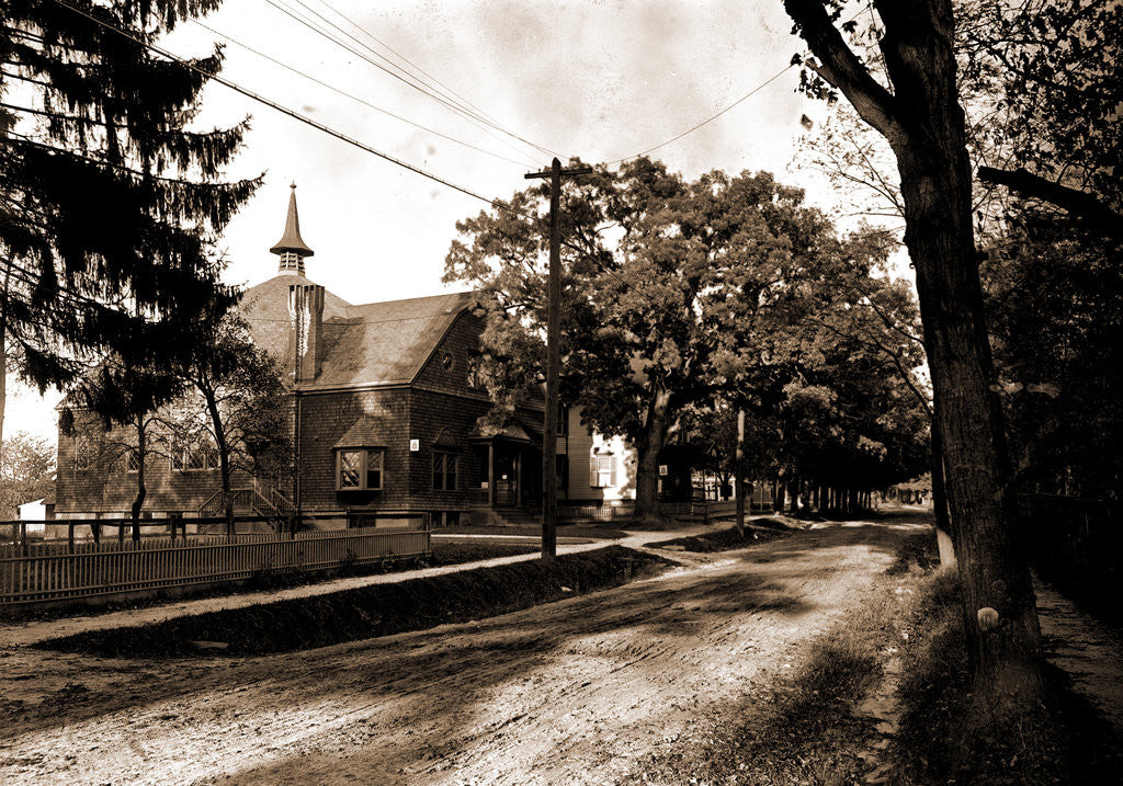 Detail of Library and street view, Pleasantville by Anonymous