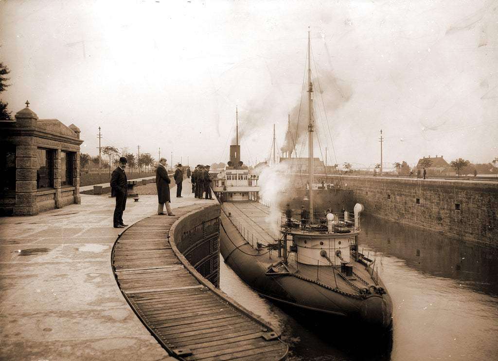 Detail of Whaleback Str. Pathfinder in the locks, Sault Ste. Marie by Anonymous