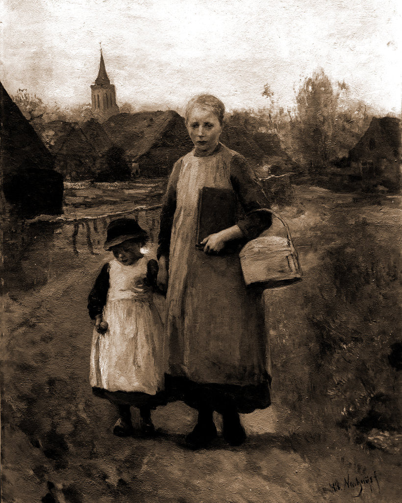 Detail of Children of Laren going to school by Albert Neuhuys