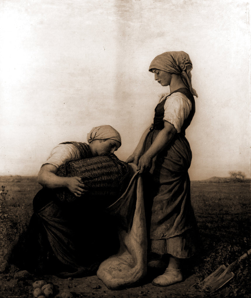 Detail of The potato harvest by Jules Breton