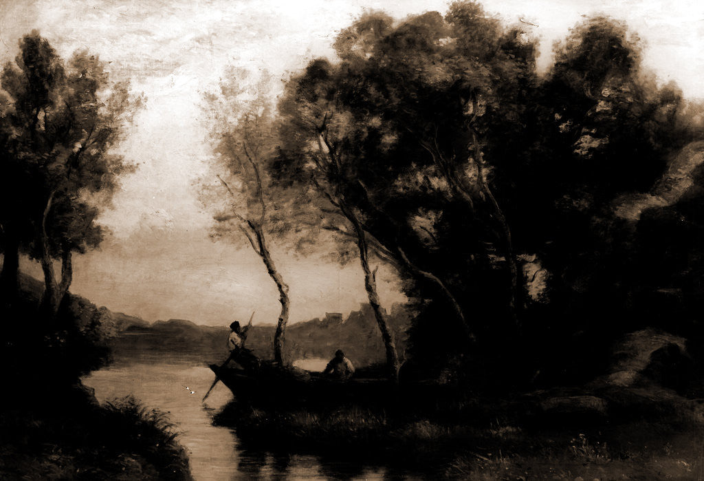 Detail of Just before sunrise by Jean-Baptiste-Camille Corot