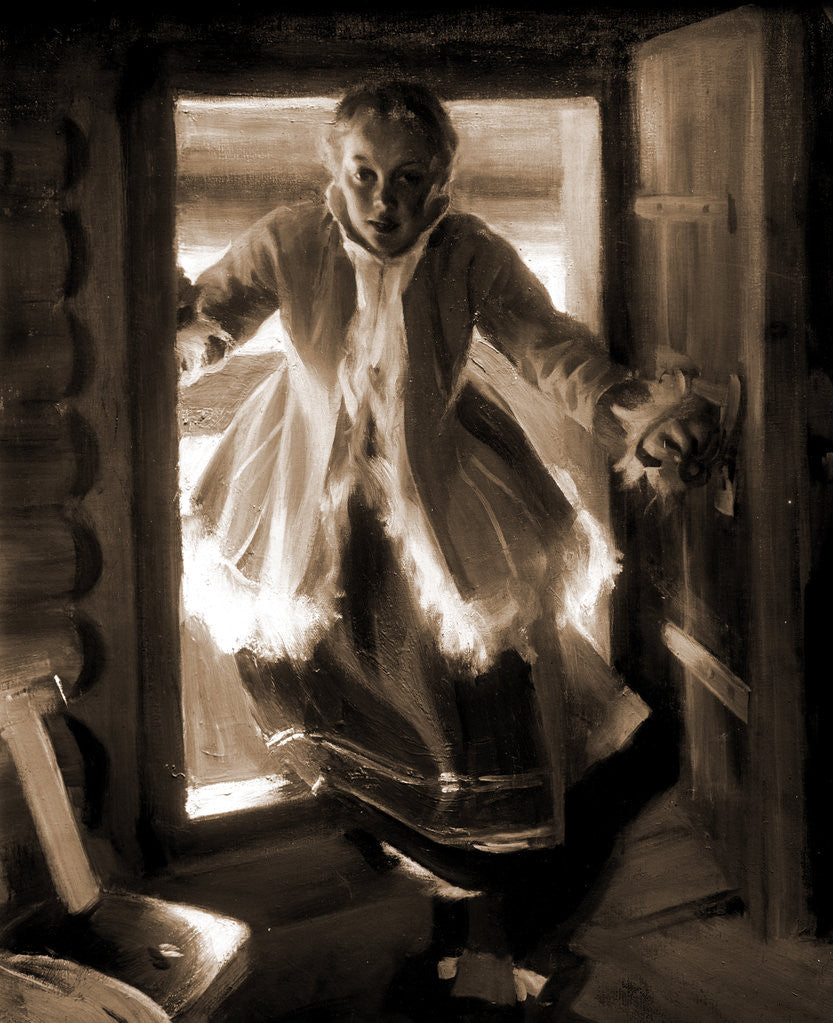Detail of In the loft door by Anders Zorn