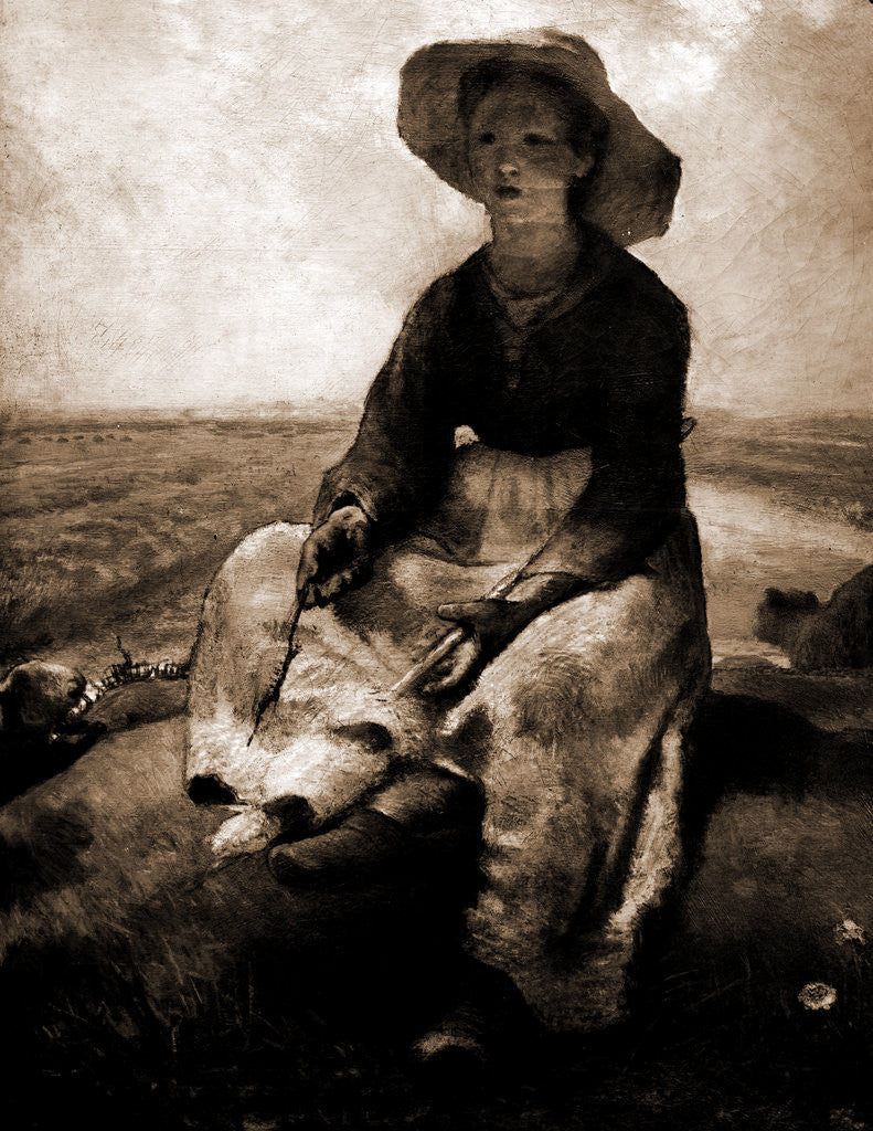 Detail of Shepherdess by Jean Francois Millet