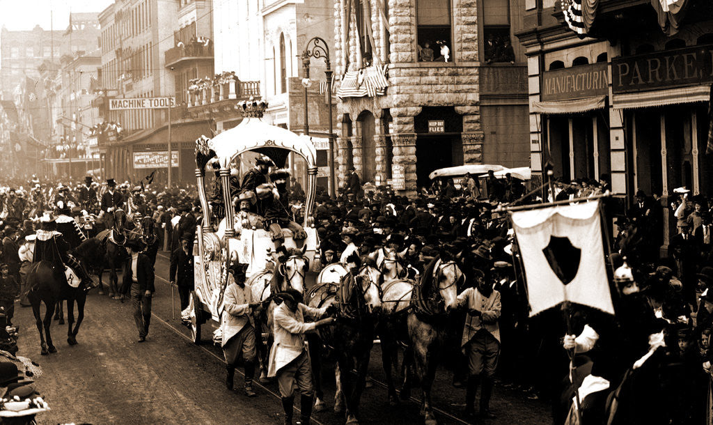 Detail of Mardi Gras day, Rex passing up Camp Street, New Orleans by Anonymous