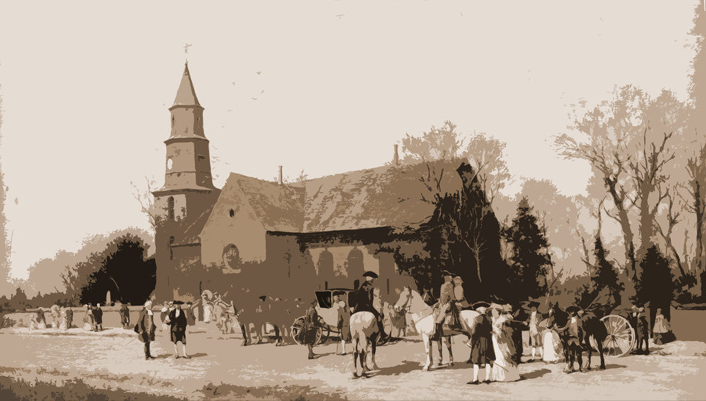 Detail of Old Bruton Church in the time of Lord Dunmore by Alfred Wordsworth Thompson