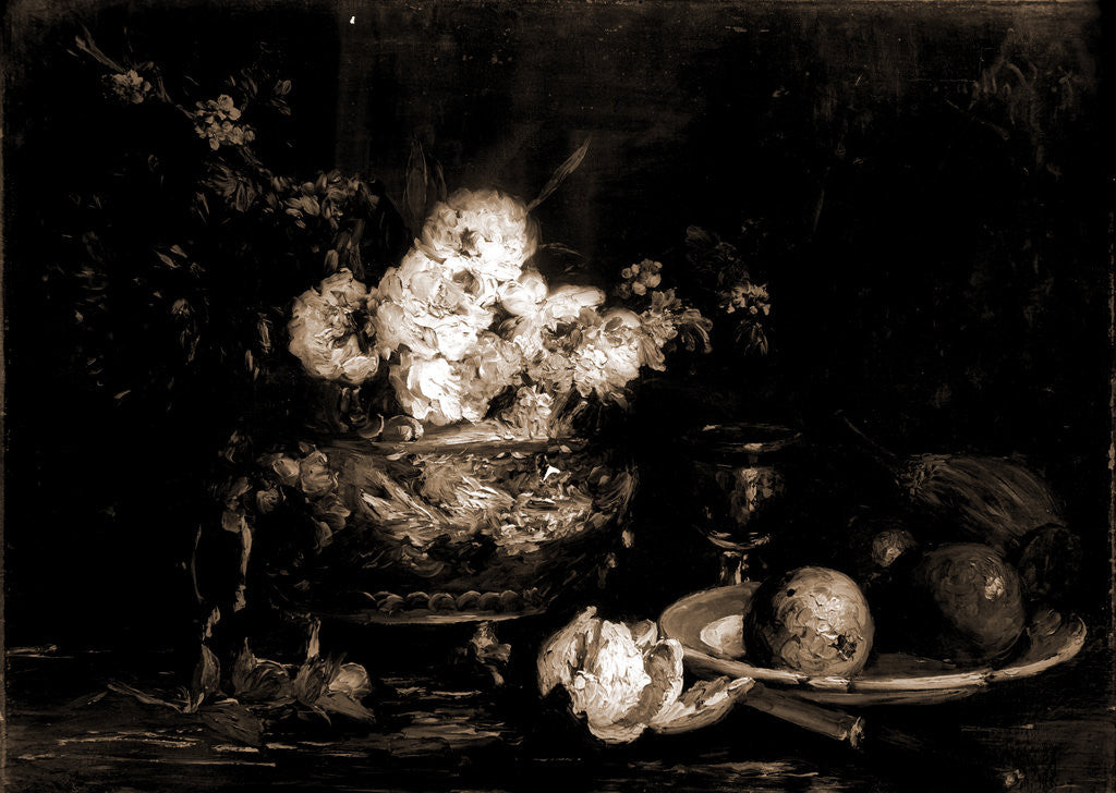 Detail of Fruit and flowers by Antoine Vollon