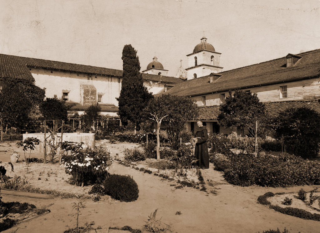 Detail of Mission Santa Barbara, California by William Henry Jackson