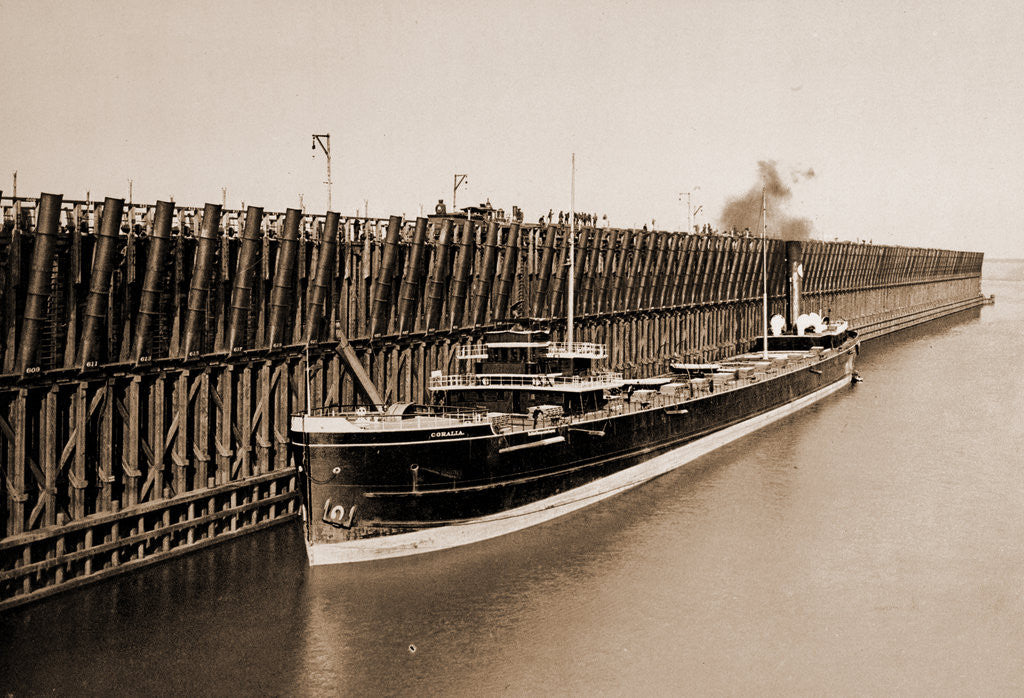 Detail of The Escanaba ore docks, Ore industry by Anonymous