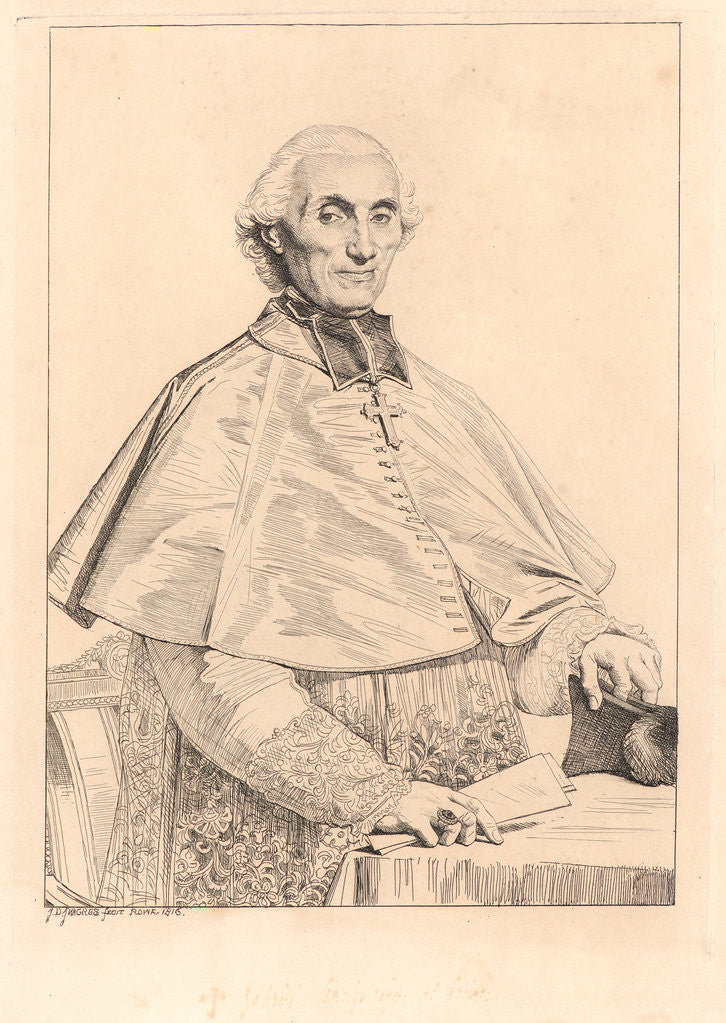 Detail of Portrait of Cardinal Gabriel Cortois de Pressigny, 1816 by Jean-Auguste-Dominique Ingres