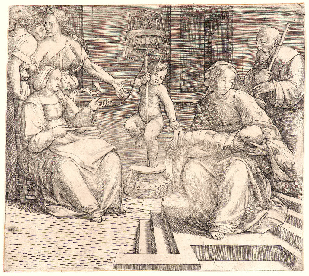 Detail of The Holy Family, with St. Elizabeth and the Infant St. John the Baptist, 16th century by Giacomo Francia