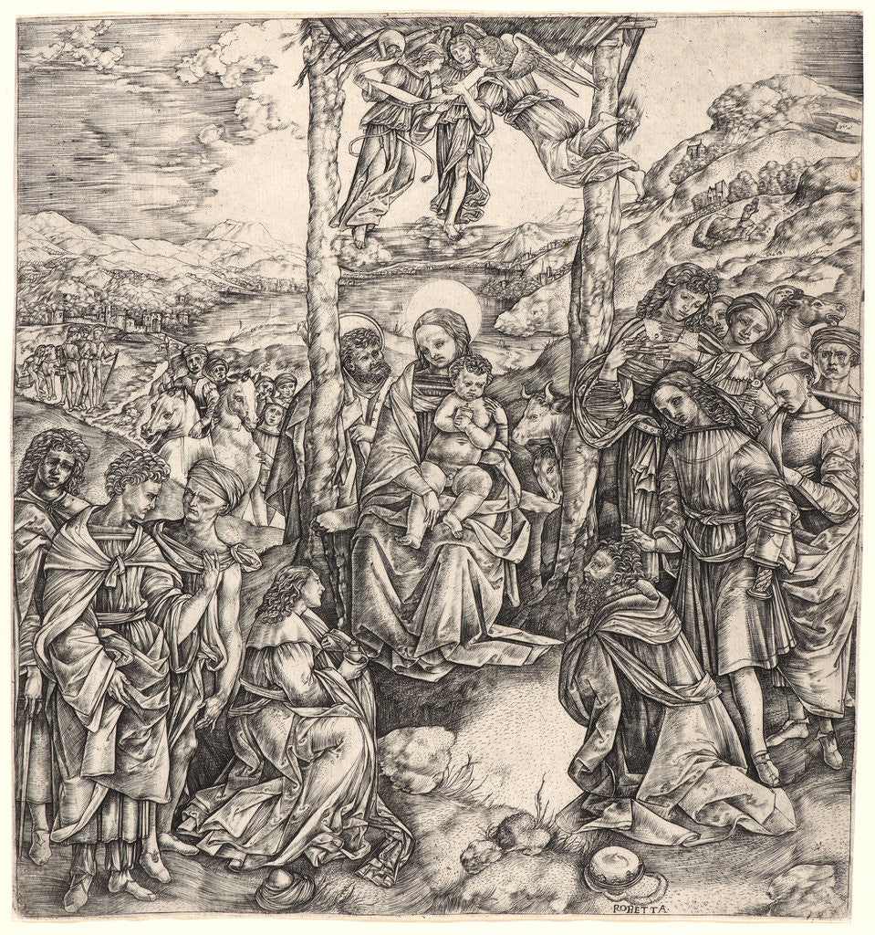 Detail of The Adoration of the Magi, after 1500 by Cristofano Robetta