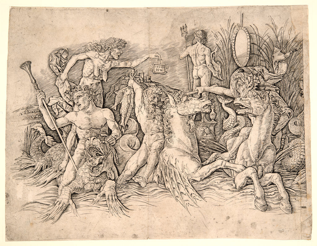 Detail of Battle of the Sea-Gods left side, ca. 1470-1480 by Andrea Mantegna