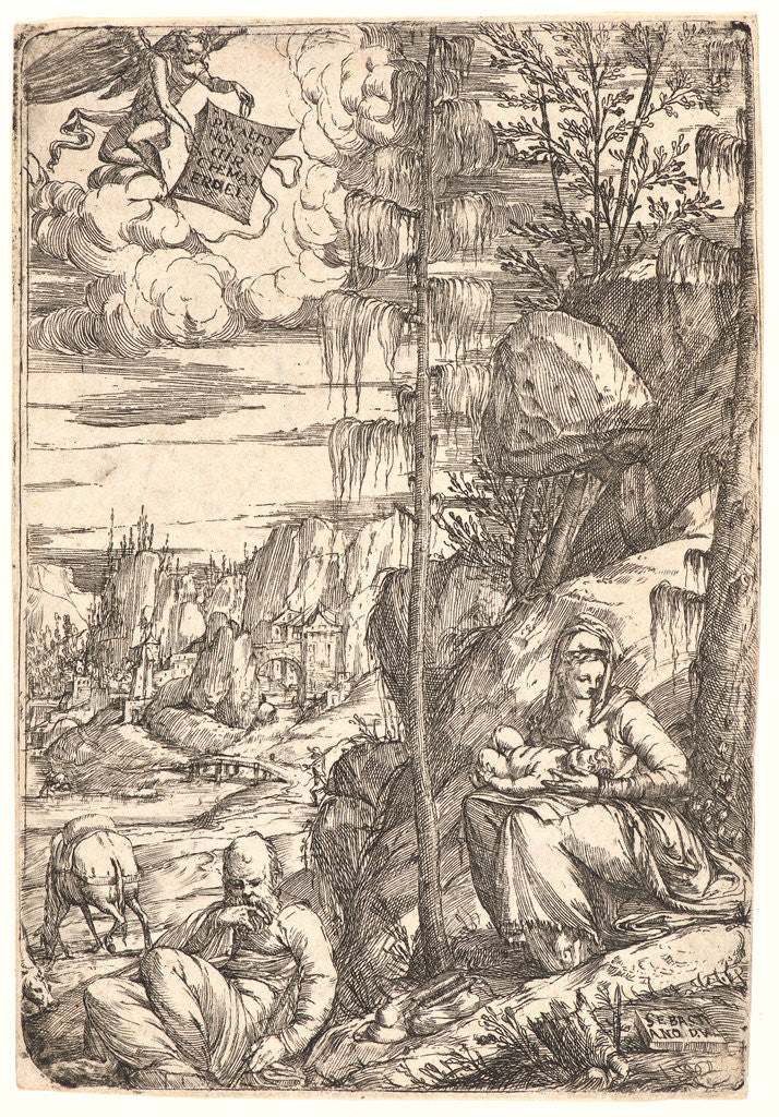 Detail of Rest on the Flight into Egypt, 16th century by Sebastiano de' Valentinis