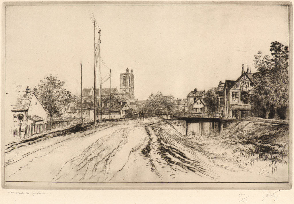 Detail of The Lock of the New Canal at Troyes (L'Ecluse du Nouveau Canal à Troyes), 1907 by Gustave Leheutre