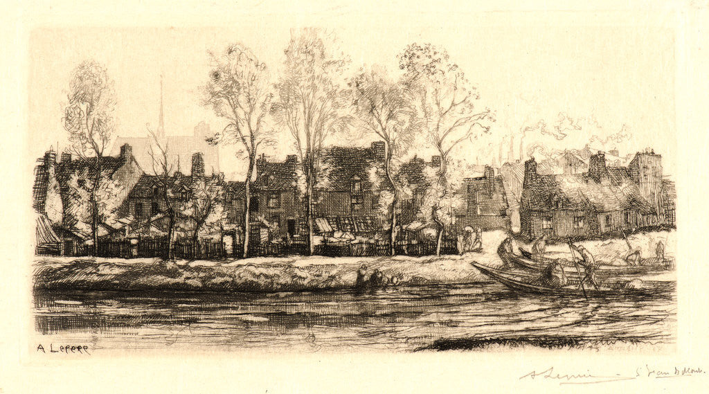 Detail of Bords de la Somme, Amiens, 1907 by Auguste Louis Lepère