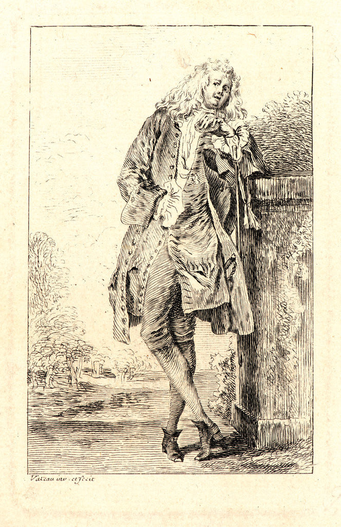 Detail of Standing Man, Leaning on His Elbow (L'Homme Debout), ca. 1710 by Jean-Antoine Watteau