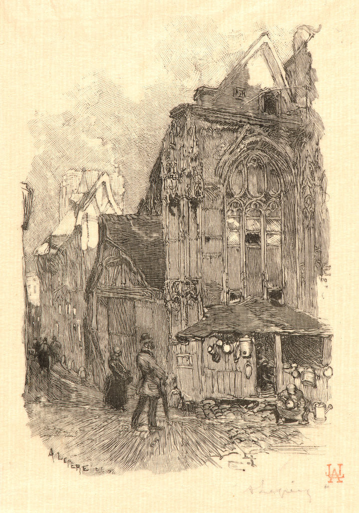 Detail of St.-Etienne-des-Tonneliers, Rouen, 1888 by Auguste Louis Lepère