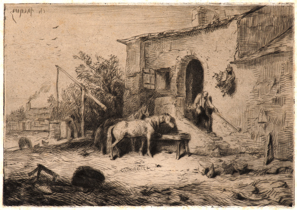 Detail of The Inn (Auberge), 1848 by Charles Émile Jacque