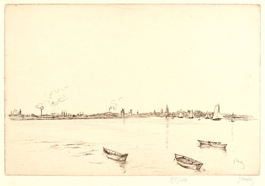 Detail of Le Matin au Lazaret, près La Rochelle, 1920 by Gustave Leheutre